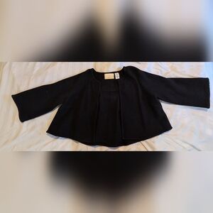 Black Merino Wool Cropped Jacket XL